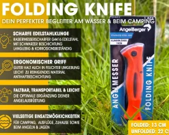 Angel Berger Angelmesser Folding Knife Fischmesser Klappmesser Edelstahl Outdoor Messer für Fisch und Angeln Angelzubehör