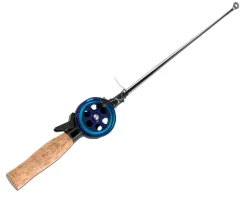 Angel Berger Eisangel Set mit Rolle und Korkgriff Ice Rod Eisangelrute mit Angelrolle und Angelschnur Zielfische