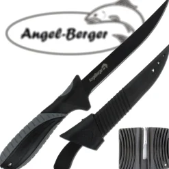 Angel Berger Filetiermesser mit Messerschärfer Angelmesser beschichtet Meeresangeln