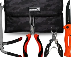 Angel Berger Hechtwerkzeugkit mit Tasche Raubfisch Tools mit Tasche Werkzeugset Angler Angelmesser Angelzange Hechtangeln