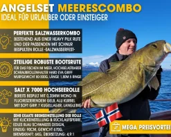 Angel Berger Meerescombo Angelset Norwegen Pilkset Pilkrute mit Stationärrolle Meeresangeln Norway Meeresangelset Angelsets