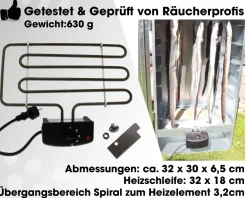 Angel Berger Premium Elektroheizung für Räucherofen Räucherheizung Heizspirale Räuchern