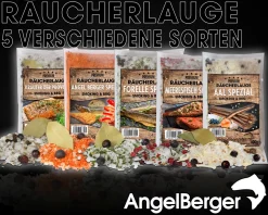 Angel Berger Räucherlauge 5 verschiedene Sorten Sparpack Räucherlake Fisch Räuchern Räuchergewürz Smoker Fischgewürz Räuchermehl & Gewürze