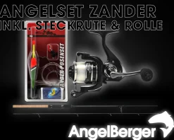 Angel Berger Steck Angelset Rute Rolle mit Zubehör Zander Angelsets