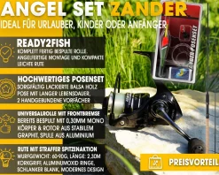 Angel Berger Steck Angelset Rute Rolle mit Zubehör Zander Angelsets
