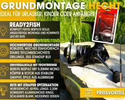 Angel Berger Steck Angelset Hecht Grundmontage Rute Rolle Angelzubehör Köderfischmontage Ready2Fish Angelset Fishing Set Pike Dead Bait Grundangel Angelset Köderfischangeln Angelsets