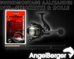 Angel Berger Steck Angelset Aal Zander Grundmontage Rute Rolle mit Angelzubehör Ready2Fish Angel Set Fishing Set Eel Pike Perch Wurm Dead Bait Grundangel Aalangeln Zanderangeln Angelsets