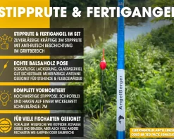 Angel Berger Stipprute mit Fertigangel Pole Rod Kinderangel Köderfischangel Polerute Stippe Angel Set Teleskopruten