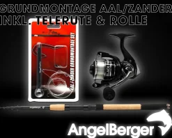 Angel Berger Tele Angelset Aal Zander Grundmontage Rute Rolle mit Angelzubehör Ready2Fish Fishing Set Eel Pike Perch Wurm Dead Bait Grundangel Aalangeln Zanderangeln Angelsets