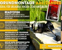 Angel Berger Tele Angelset Aal Zander Grundmontage Rute Rolle mit Angelzubehör Ready2Fish Fishing Set Eel Pike Perch Wurm Dead Bait Grundangel Aalangeln Zanderangeln Angelsets