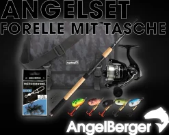 Angel Berger Tele Angelset Forelle mit Tasche und Zubehör Trout Fishing Set Angelrute Angelrolle Forellenköder Angelsets