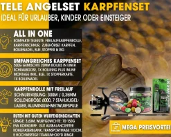 Angel Berger Tele Karpfenset Angelset Karpfen Carp Set Karpfenrute Karpfenrolle und Karpfenzubehör Karpfenangeln Angelsets