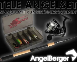 Angel Berger Tele Spinset komplett Angelset Raubfisch mit Kunstködersortiment Angelrute Angelrolle mit Angelköder Angelsets