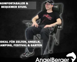 Luxus Faltstuhl Klappstuhl mit Getränkehaltern Polster und Armlehnen Karpfen Stühle & Liegen