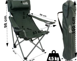 Luxus Faltstuhl Klappstuhl mit Getränkehaltern Polster und Armlehnen Karpfen Stühle & Liegen