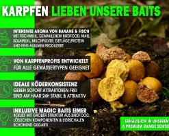 Magic Baits 4 Kg Premium Boilies mit Eimer Carp Baits with Bucket Futterboilies Karpfenboilies Feeder Boilie Boilieset Karpfenköder Carp Baits Angelköder Karpfenangeln Futtermittel