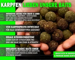 Magic Baits 4 Kg Premium Boilies mit Eimer Carp Baits with Bucket Futterboilies Karpfenboilies Feeder Boilie Boilieset Karpfenköder Carp Baits Angelköder Karpfenangeln Futtermittel