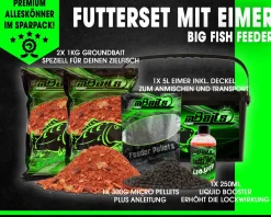 Magic Baits Big Fish Futterset mit Eimer Groundbait Liquid Pellets Futtermittel