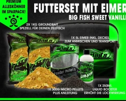 Magic Baits Big Fish Futterset mit Eimer Groundbait Liquid Pellets Futtermittel