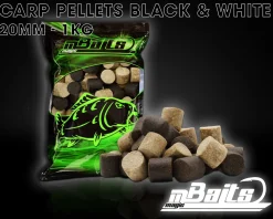 Magic Baits Black & White Carp Pellets 20mm 1Kg Karpfenpellets Futterpellets Karpfen Pellet Mix Feeder Halibut Pellet Karpfenköder Futtermittel