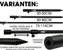 Magic Baits Black Bankstick 30-50cm verstellbar Karpfen Auflagen & Banksticks