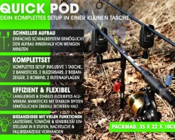 Magic Baits Black Quick Rod Pod mit Tasche Bissanzeiger Rutenauflage Bobbin  Karpfen Rod Pod