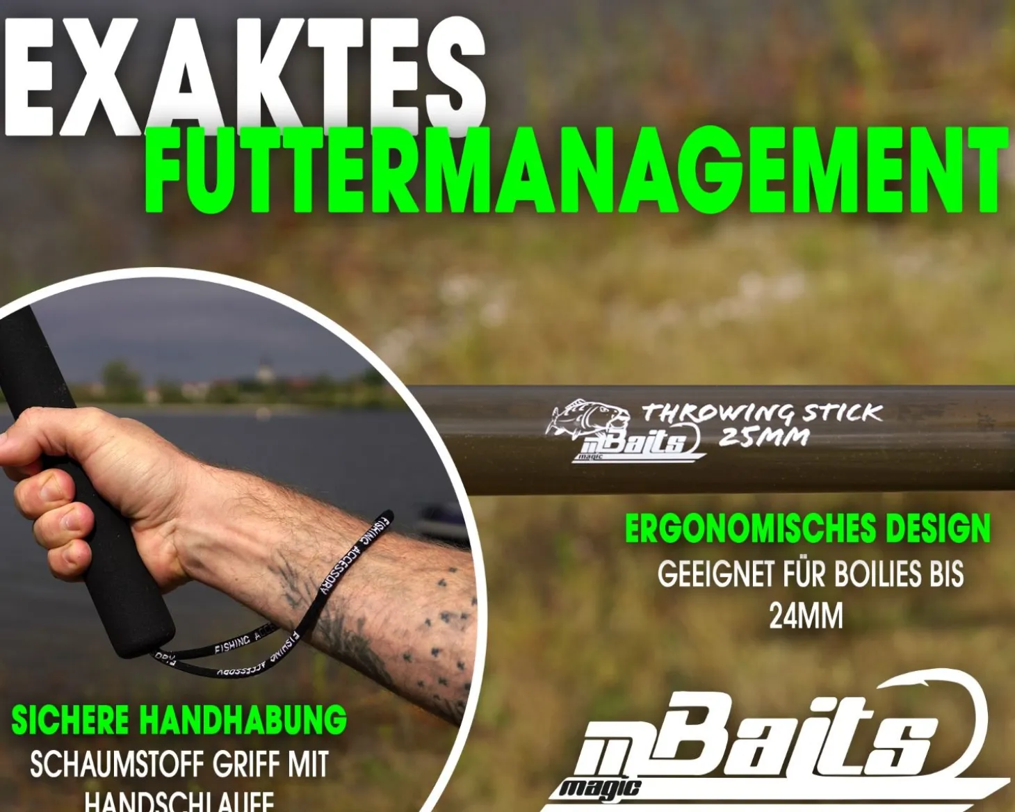 Magic Baits Boilierohr Wurfrohr Throwing Stick 25mm Futterrohr für Boilies Carp Wurfstab zum Karpfenanglen Karpfen Zubehör