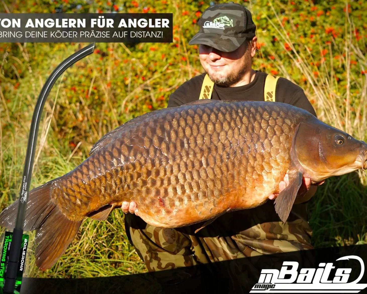 Magic Baits Boilierohr Wurfrohr Throwing Stick 25mm Futterrohr für Boilies Carp Wurfstab zum Karpfenanglen Karpfen Zubehör