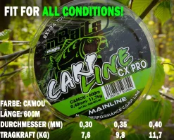 Magic Baits Carp Line CX Pro Camou 600m Karpfenschnur Camouflage Monofile Angelschnur Extra Tough Monofilament  Angelschnur