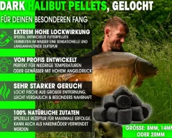 Magic Baits Dark Halibut Pellets gelocht Futterpellets Carp Pellet Karpfenköder AngelköderKarpfenfutter zum Karpfenangeln Futtermittel