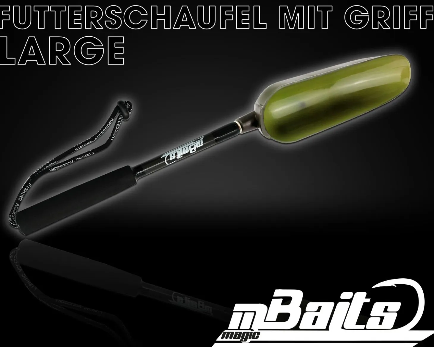 Magic Baits Futterschaufel Large mit Griff Futterkelle Big Bait Spoon and Handle Futterschaufel für Boilies Pellets Partikel zum Karpfenangeln Zielfische