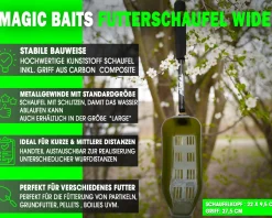 Magic Baits Futterschaufel Wide mit Griff Futterkelle Bait Spoon with Slots and Handle Futterschaufel für Boilies Pellets Partikel Zielfische