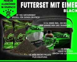 Magic Baits Futterset mit Eimer Groundbait Liquid Pellets Angelfutter Futtermittel