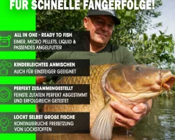 Magic Baits Futterset mit Eimer Groundbait Liquid Pellets Angelfutter Futtermittel