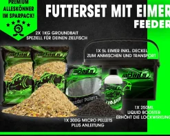 Magic Baits Futterset mit Eimer Groundbait Liquid Pellets Angelfutter Futtermittel