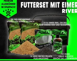 Magic Baits Futterset mit Eimer Groundbait Liquid Pellets Angelfutter Futtermittel