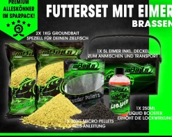 Magic Baits Futterset mit Eimer Groundbait Liquid Pellets Angelfutter Futtermittel