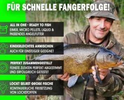 Magic Baits Futterset mit Eimer Groundbait Liquid Pellets Angelfutter Futtermittel