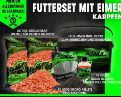 Magic Baits Futterset mit Eimer Groundbait Liquid Pellets Angelfutter Futtermittel
