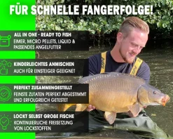 Magic Baits Futterset mit Eimer Groundbait Liquid Pellets Angelfutter Futtermittel