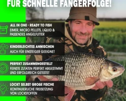 Magic Baits Futterset mit Eimer Groundbait Liquid Pellets Angelfutter Futtermittel