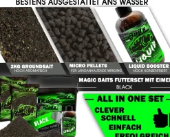 Magic Baits Futterset mit Eimer Groundbait Liquid Pellets Angelfutter Futtermittel