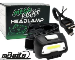 Magic Baits Mega Light Head Lamp Kopflampe mit Bewegungssensor USB Akku Sensor LED Stirnlampe Karpfenangeln