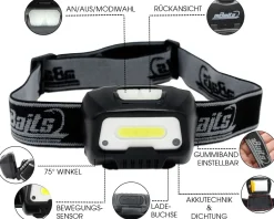Magic Baits Mega Light Head Lamp Kopflampe mit Bewegungssensor USB Akku Sensor LED Stirnlampe Karpfenangeln