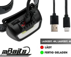 Magic Baits Mega Light Head Lamp Kopflampe mit Bewegungssensor USB Akku Sensor LED Stirnlampe Karpfenangeln