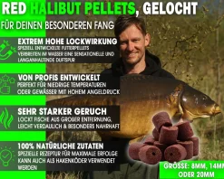Magic Baits Red Halibut Pellets gelocht Futterpellets Carp Pellet Karpfenköder AngelköderKarpfenfutter zum Karpfenangeln Futtermittel