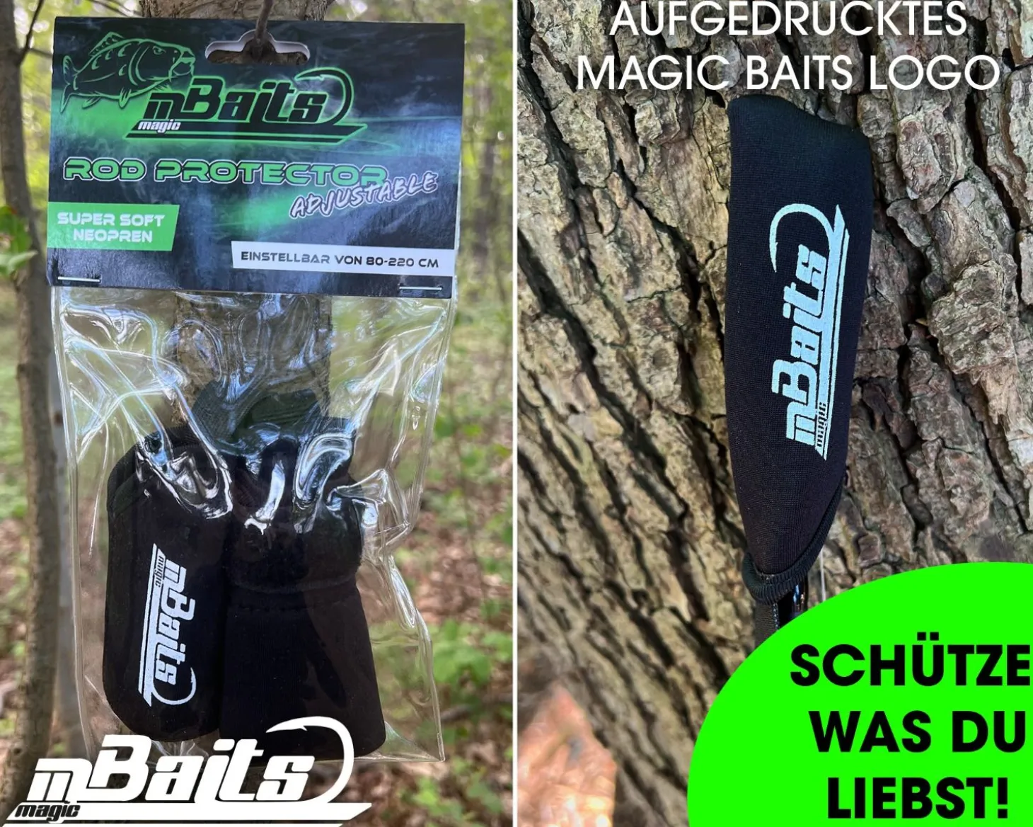 Magic Baits Rod Protector Adjustable Neopren Rutenschutz verstellbar Rutenband Rutenschoner Rutensocke Schutz für Angelruten Angelzubehör