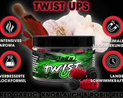 Magic Baits Twist Ups Pop Ups  Boilies Premium Range Pop Up Hakenköder schwimmend Karpfenköder-Red Garlic  Futtermittel