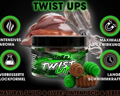 Magic Baits Twist Ups Pop Ups  Boilies Premium Range Pop Up Hakenköder schwimmend Karpfenköder-Natural Squid & Liver  Futtermittel