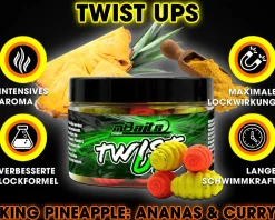 Magic Baits Twist Ups Pop Ups  Boilies Premium Range Pop Up Hakenköder schwimmend Karpfenköder-King Pineapple Futtermittel